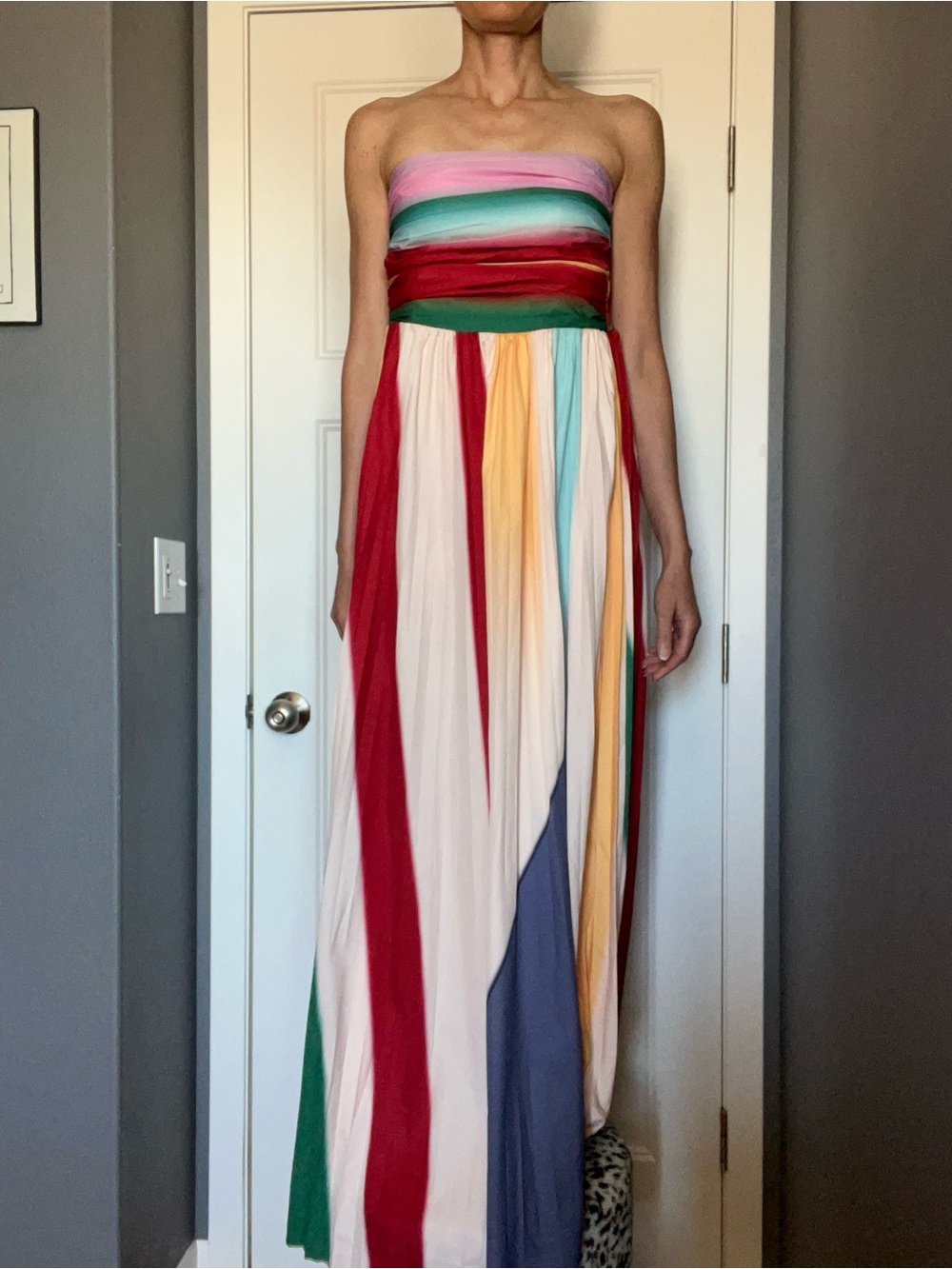 Amazon Strapless Multicolor Maxi Dress - Pink, Red, Green, Blue, Yellow